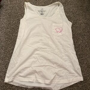 ivory ella White Tank with Pink Elephant Pocket